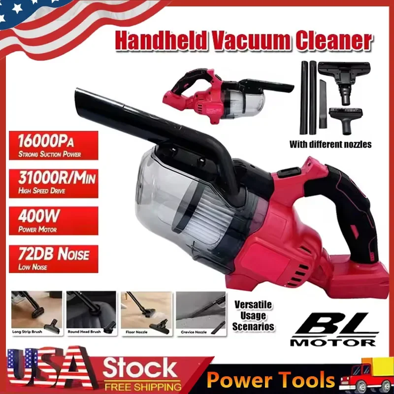 

Беспроводной ручной пылесос с 2 моющимися HEPA-фильтрами для дома, шерсти животных, автомобиля, для аккумулятора Milwaukee 18V