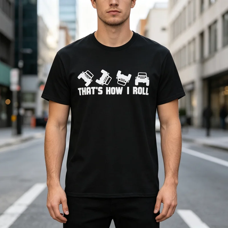Off Road Adventure Lover T Shirt That's How I Roll Jeep Graphic Print Soft Cotton Crew Neck Top  Y2k Top Harajuku Oversized  Tee