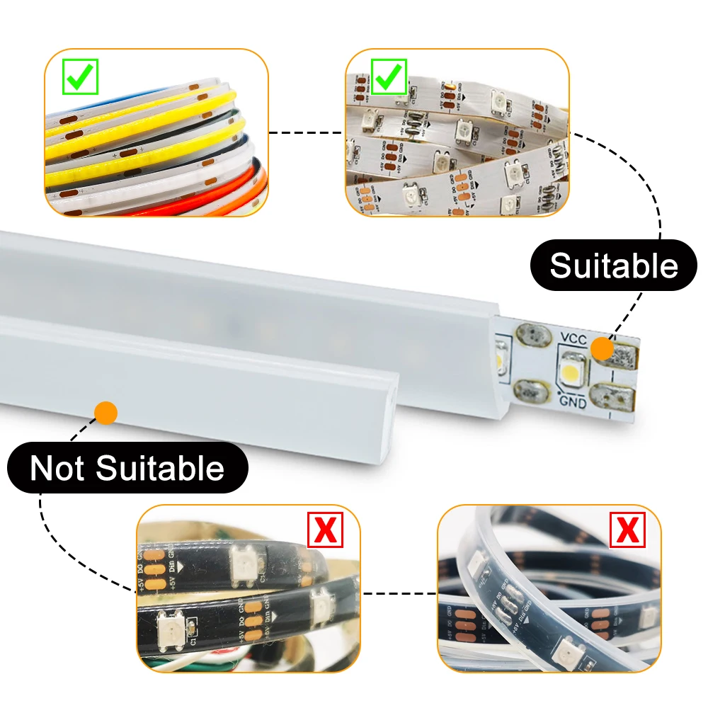 T0511 T0513 T0515 Tabung LED Neon Silikon Fleksibel Penutup Perlindungan Tahan Air IP67 untuk 8-12Mm WS2812 WS2811 5050 Lampu Strip RGB