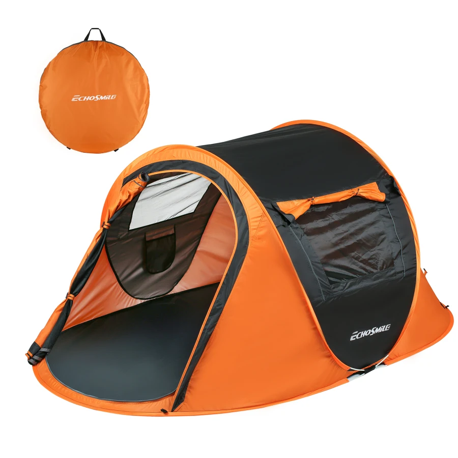 

2 Person Black + Orange Pop Up Camping Tent