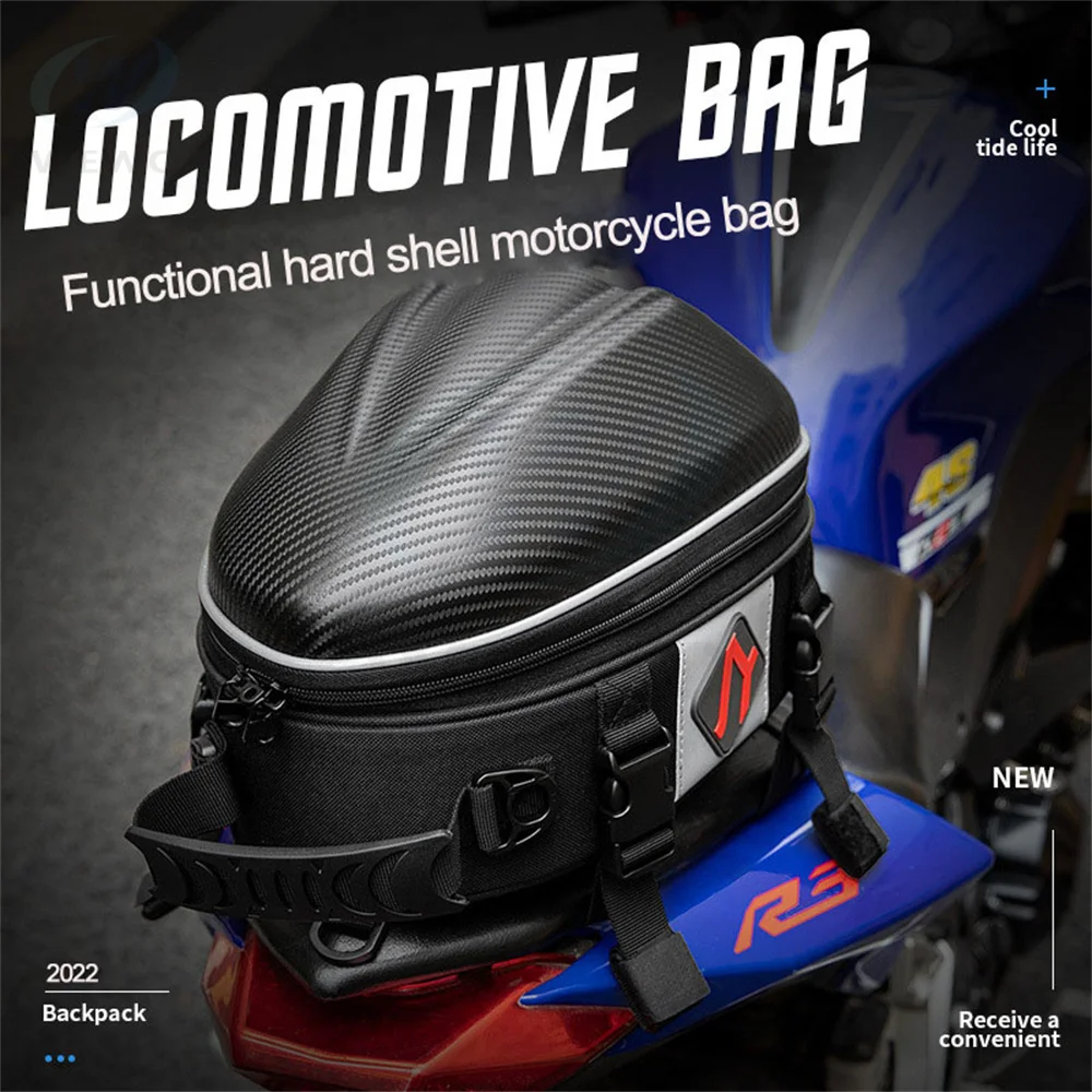 Bolsa de asiento trasero para motocicleta, bolsa reflectante impermeable de gran capacidad, equipo de fibra de carbono para Moto, bolsa de sillín a