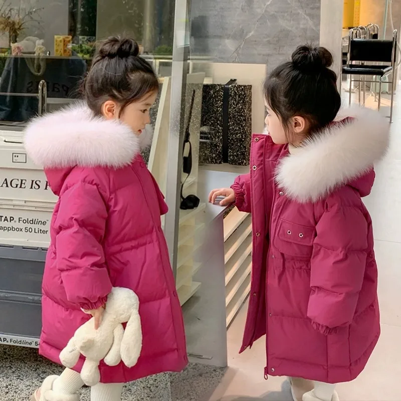 Winter Girls Coats Fashion Solid Color Outerwear Teens Thicken Warm Down Jackets Kids Clothes for 5 7 9 To 10 11 14 Year Parkas