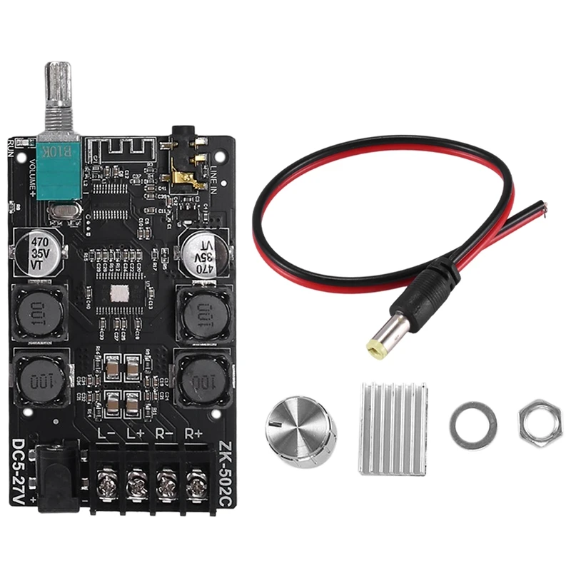 

ZK-502C HIFI Stereo Bluetooth 5.0 TPA3116 Digital Power Audio Amplifier Board TPA3116D2 50WX2 Without Shell