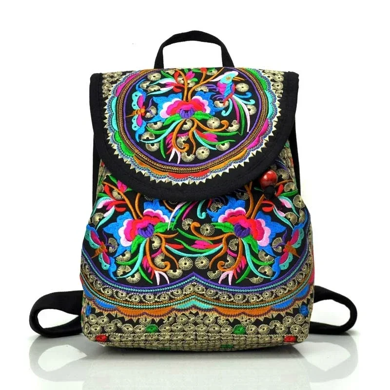 Chinese Style Embroidery Backpack Ethnic Style Canvas Mini Bag Women Versatile Multifunction Shoulder Bag Kawaii Travel Backpack