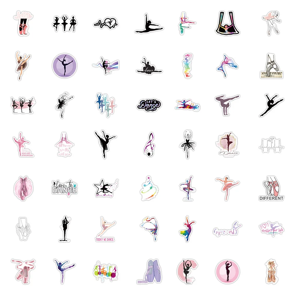 10/30/50PCS New Ballet Dance Sticker Cartoon Creative iPad Computer Luggage Car Guitar Water Cup Decoration Waterproof Wholesale