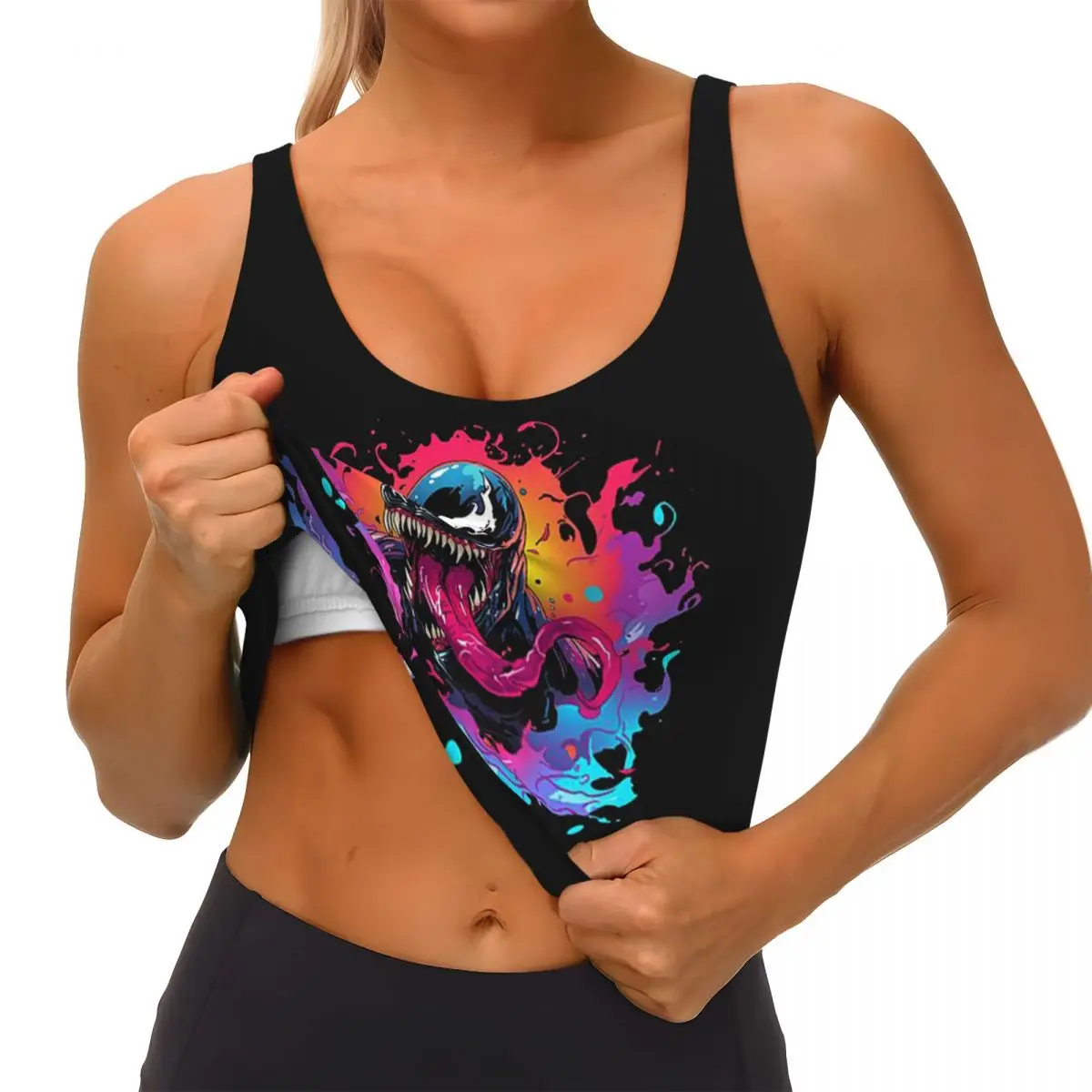 VENOM SPLASH Sujetador deportivo personalizado de alto impacto para mujer, Top corto de Yoga para entrenamiento de gimnasio