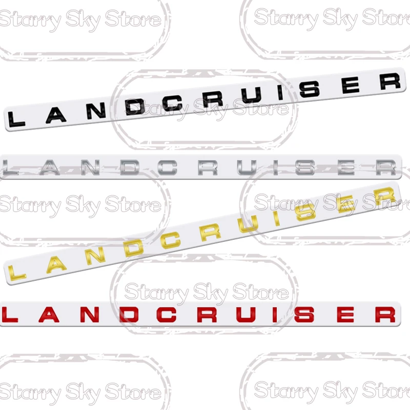 Capó delantero de coche para Land Cruiser, emblema de letras, insignia de Metal brillante, negro y gris, calcomanías para carrocería, pegatina para