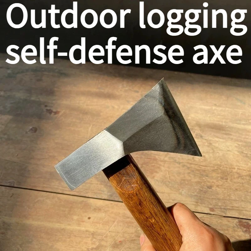 NEW Hand Forged Quenched Wooden Handle Axe Portable Outdoor Emergency Chopping Wood Household Self-defense EDC Tool