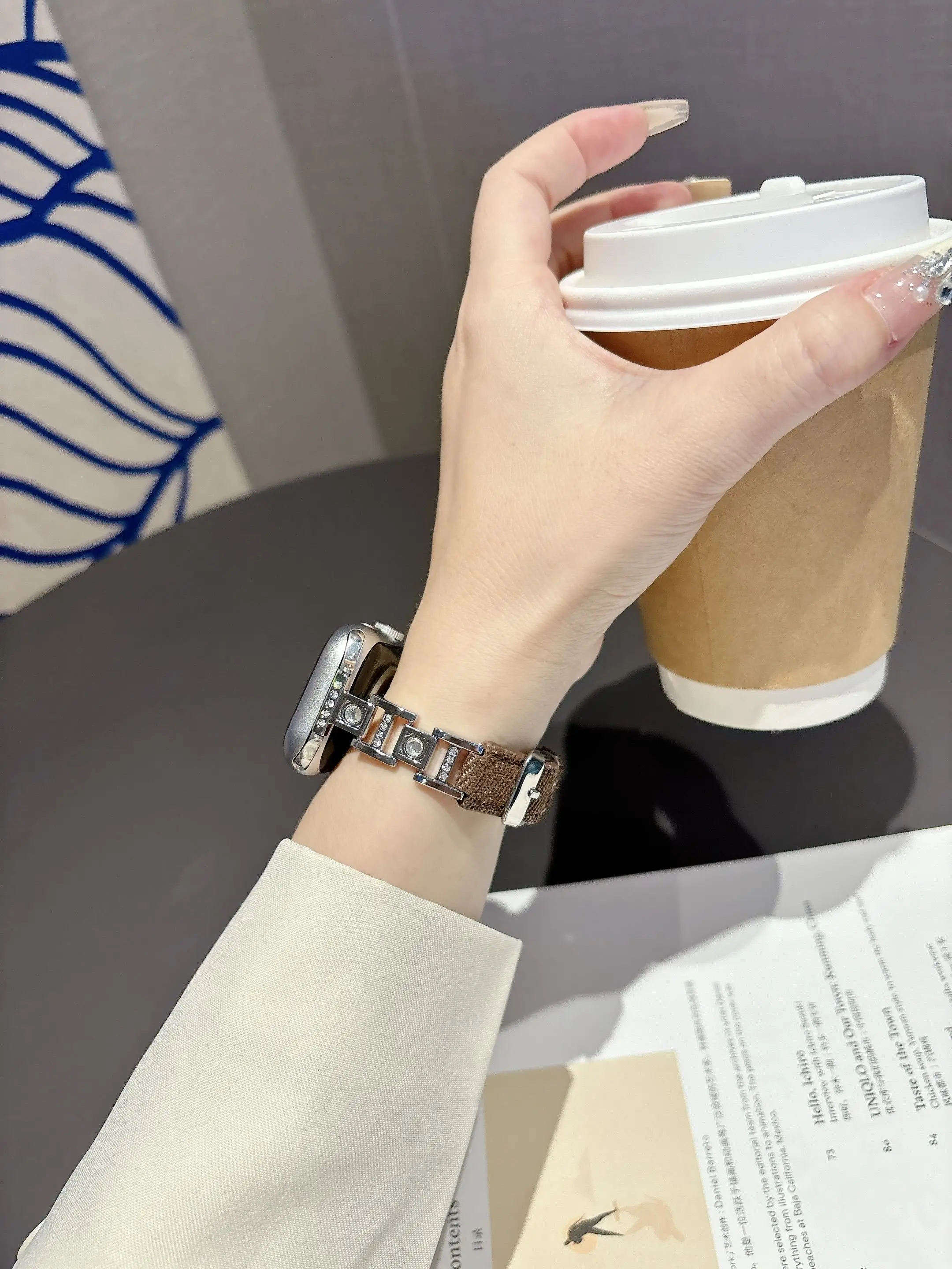 Pulsera de metal Haoshi con empalme de vaquero, compatible con correa iWatch de 38 mm, 40 mm, 41 mm, 42 mm, 44 mm, 45 mm y 49 mm, correa hecha a mano de moda