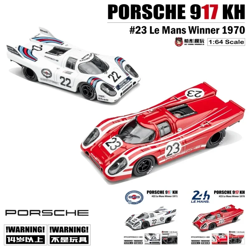 Alloy Static Model Car para crianças, 1:64, Porsche 917, KH Le Mans, coleção de brinquedos, presentes de férias