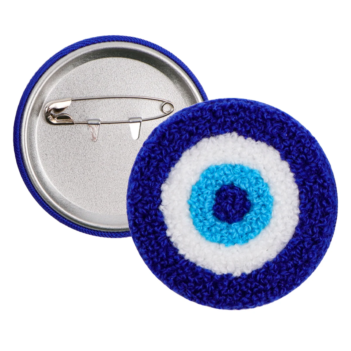 Blue Turkish Evil Eye Tinplate Pin Custom Button Brooch EVIL EYE Towel Embroidery Badges Lapel Clothes Backpack Jewelry Gift