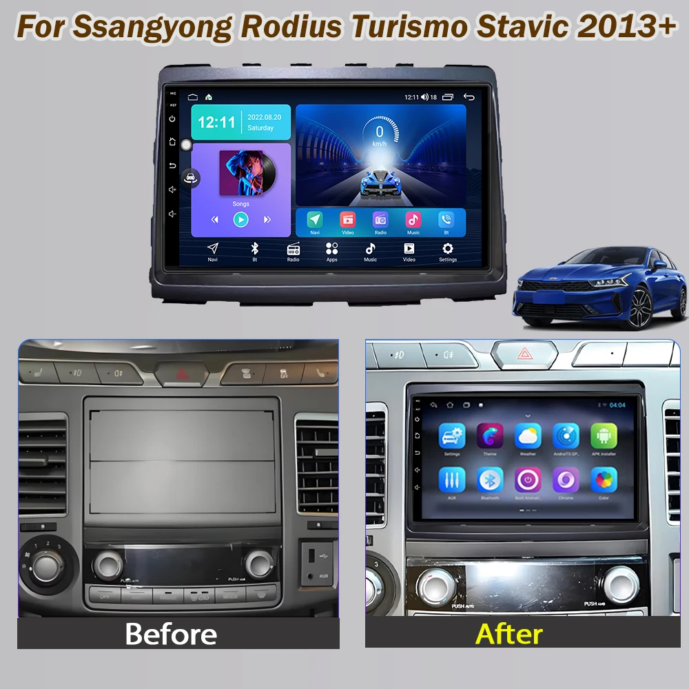 Android 7inch Car Radio For Ssangyong Rodius Turismo Stavic 2013+ WIFI Video Player DSP CarPlay Auto GPS BT Navigation Head Unit