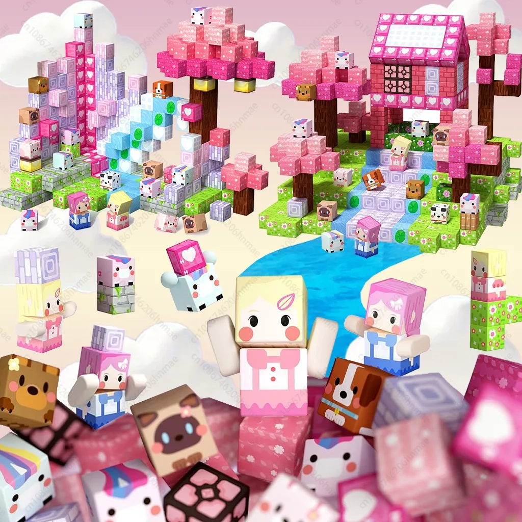 Magnetic Building Blocks Toy Mine World Magnet Princess Castle Blossom Cave Plant Zombies Cube Set Brick Cube Toys Boy Girl Gift