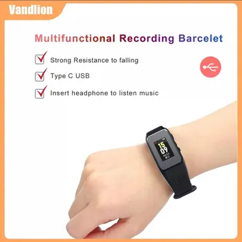 Vandlion V67 Digital Voice Activated Recorder Watch Bracelet Noise Reduction HD Recording One Click Recording Dictaphone