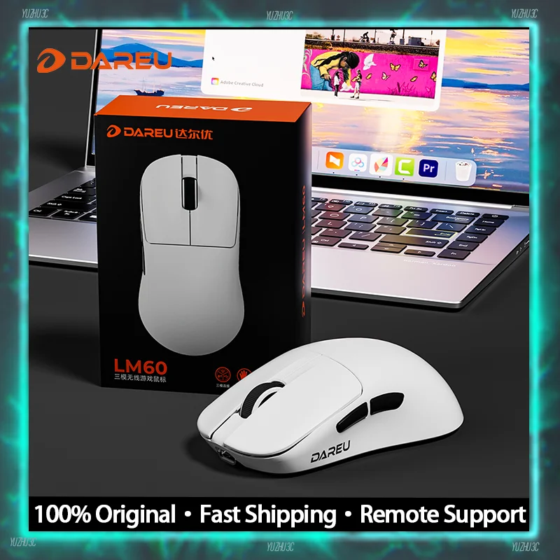 

Беспроводная игровая мышь DAREU LM60, частота отката 1000 Гц, датчик AM-WL с низкой задержкой, беспроводное подключение Bluetooth 2,4G для офиса FPS