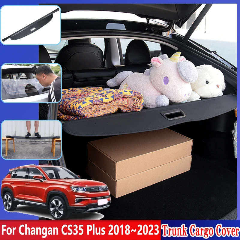 

Car Trunk Cargo Cover For Changan CS35 Plus 2018 2019~2023 Retractable Shield Partition Privacy Shades Car Interior Accessories