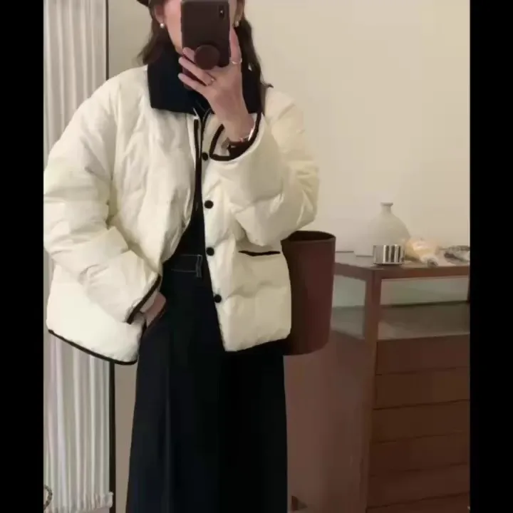 

Korean Corduroy Collar Dongdaemun Thickened down Cotton Jacket Women Short Style Fashion Casual Outerwear Winter
