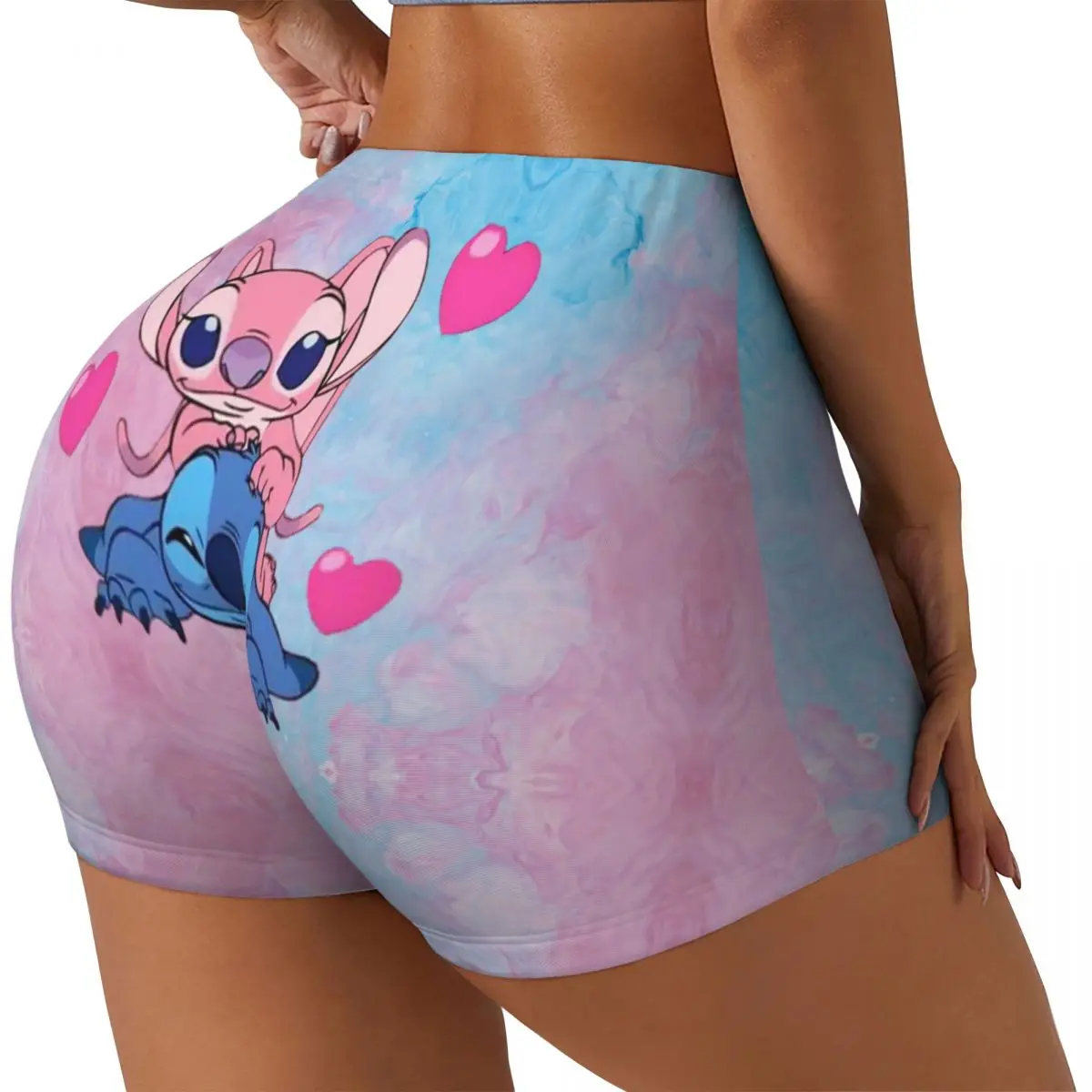 Custom Lilo And Stitch Love Gym Biker Running Shorts for Women Workout Yoga Shorts