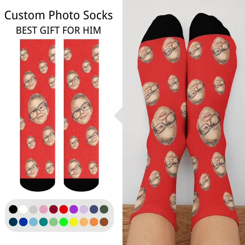 Customized printing of your photos, personalized long socks, colored socks, men's women neutral socks, fun and innovative socks,