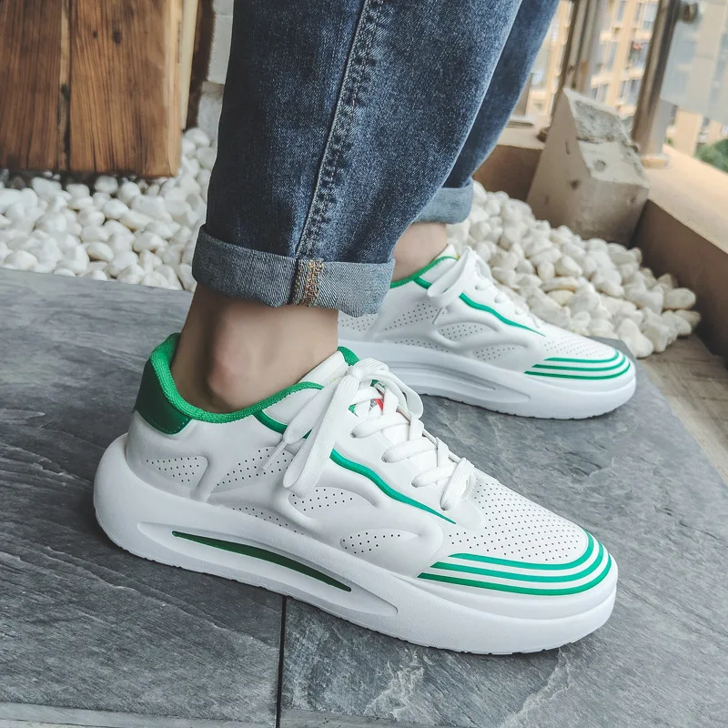 

2022 Summer New Thick Bottom Heightened Sports Casual Men's Shoes Solid Color Small White Shoes Tide Shoes Mens Low-top Sneakers