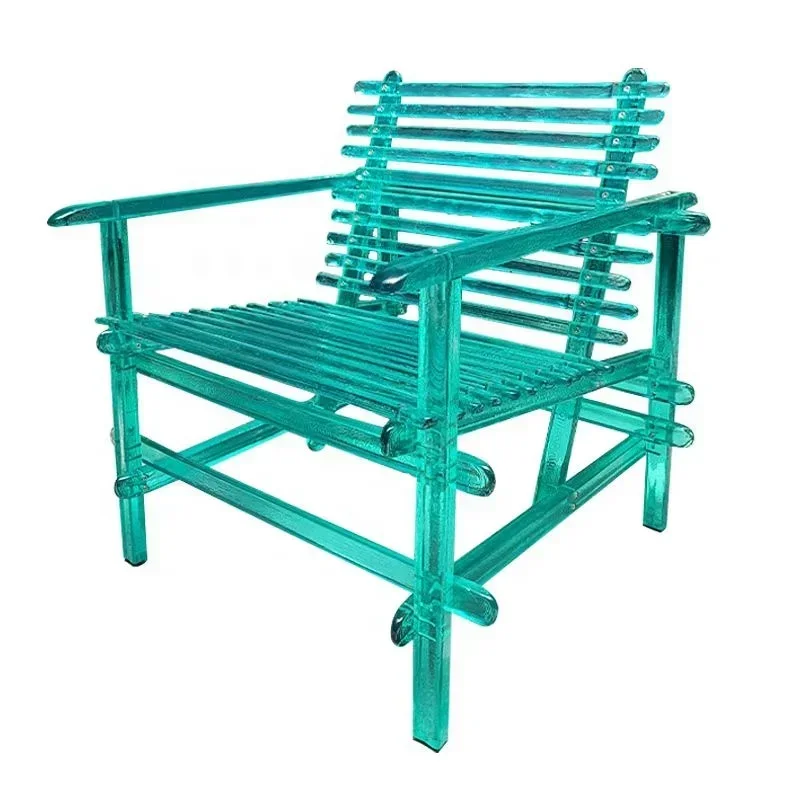 Light luxury modern design garden leisure chair balcony single chair blue acrylic outdoor lounge chair