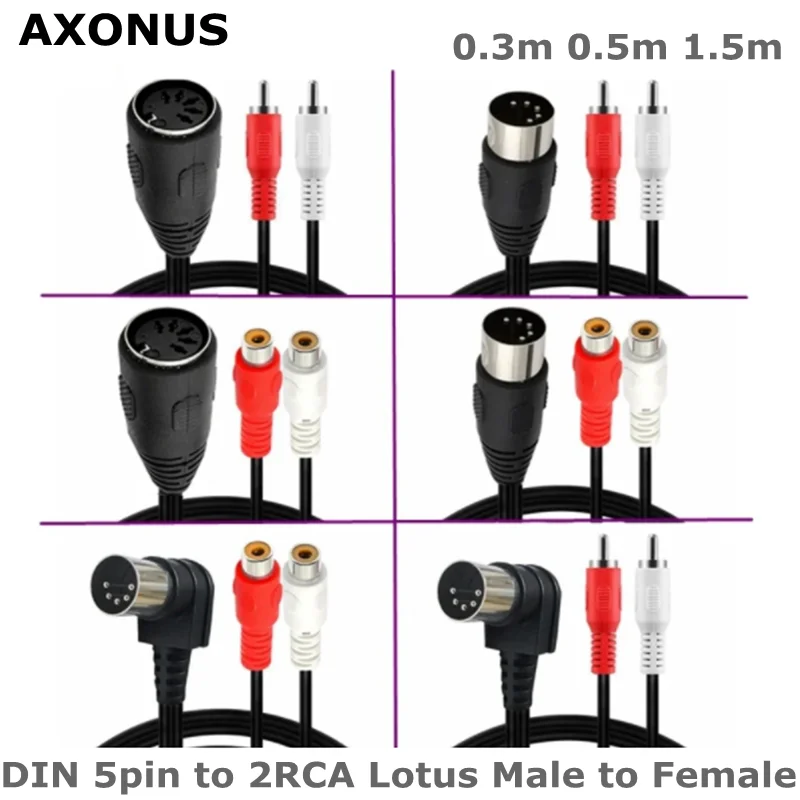 For Electrophonic Bang&Olufsen, Naim, Quad. Stereo SystemsMIDI DIN 5pin to 2RCA Lotus Male to Female Audio Device Adapter Cable