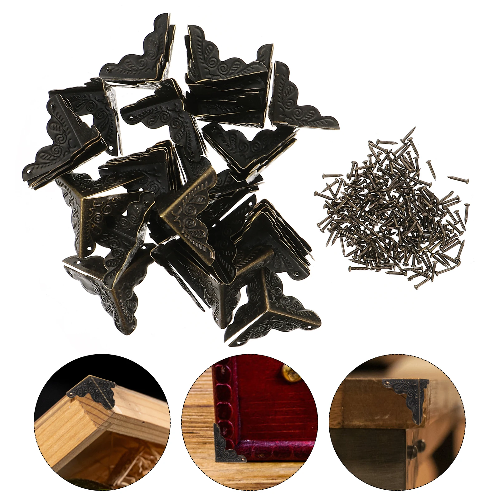

36pcs Box Protector Iron Wooden Case Guard Hardware Accessories For Jewelry Box Accessory Gift Boxes Bronze Finish