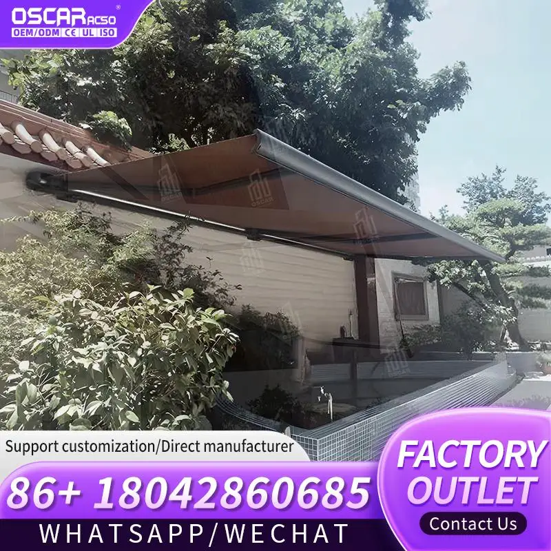 

Наружные моторизованные навесы с поворотным рычагом для простого управления, защита от солнца, патио, сада, балкона, выдвижной тент