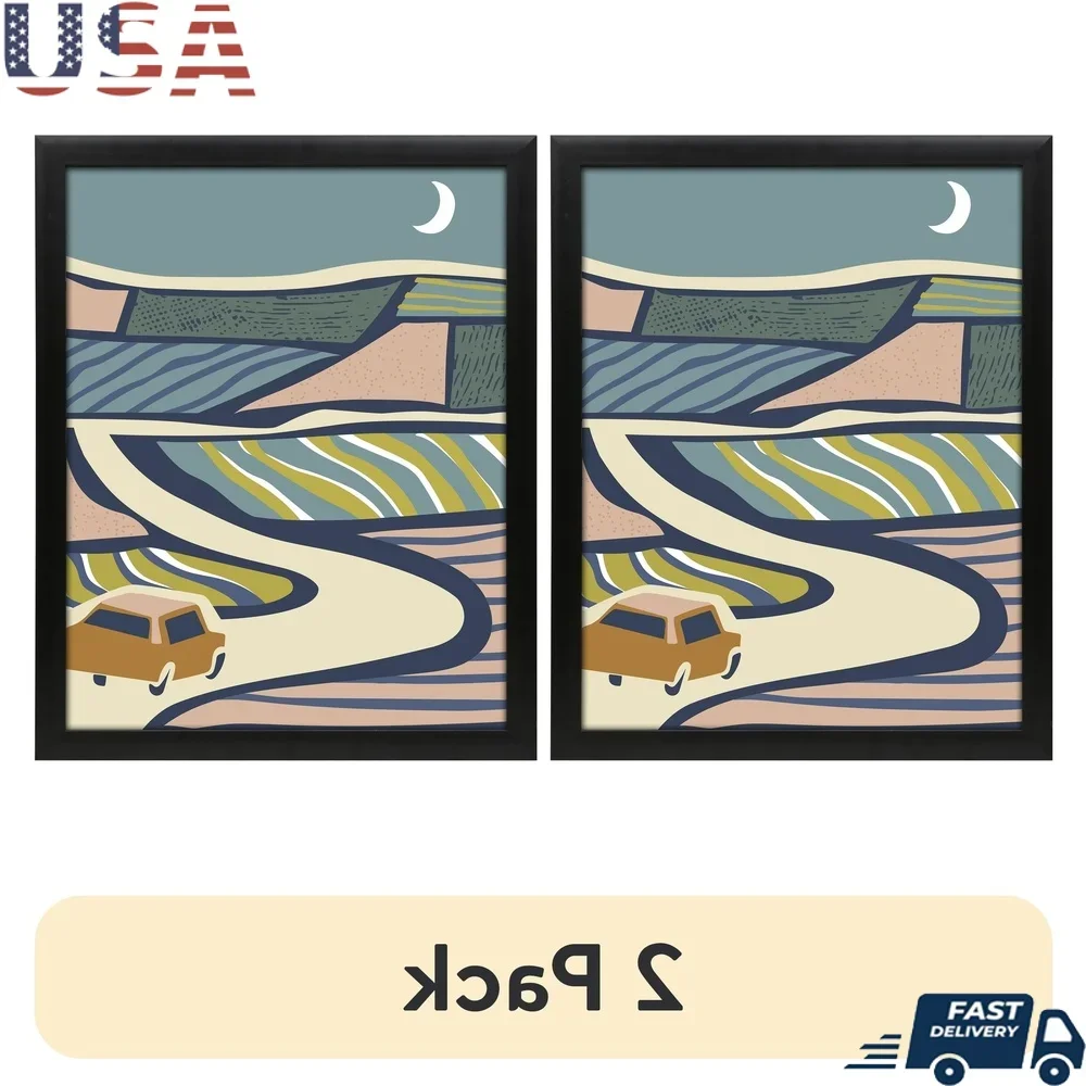 

24x36 Black Poster Frame 2 Pack Back Loading Tabs Indoor Wall Art Display Easy Hang Home Office