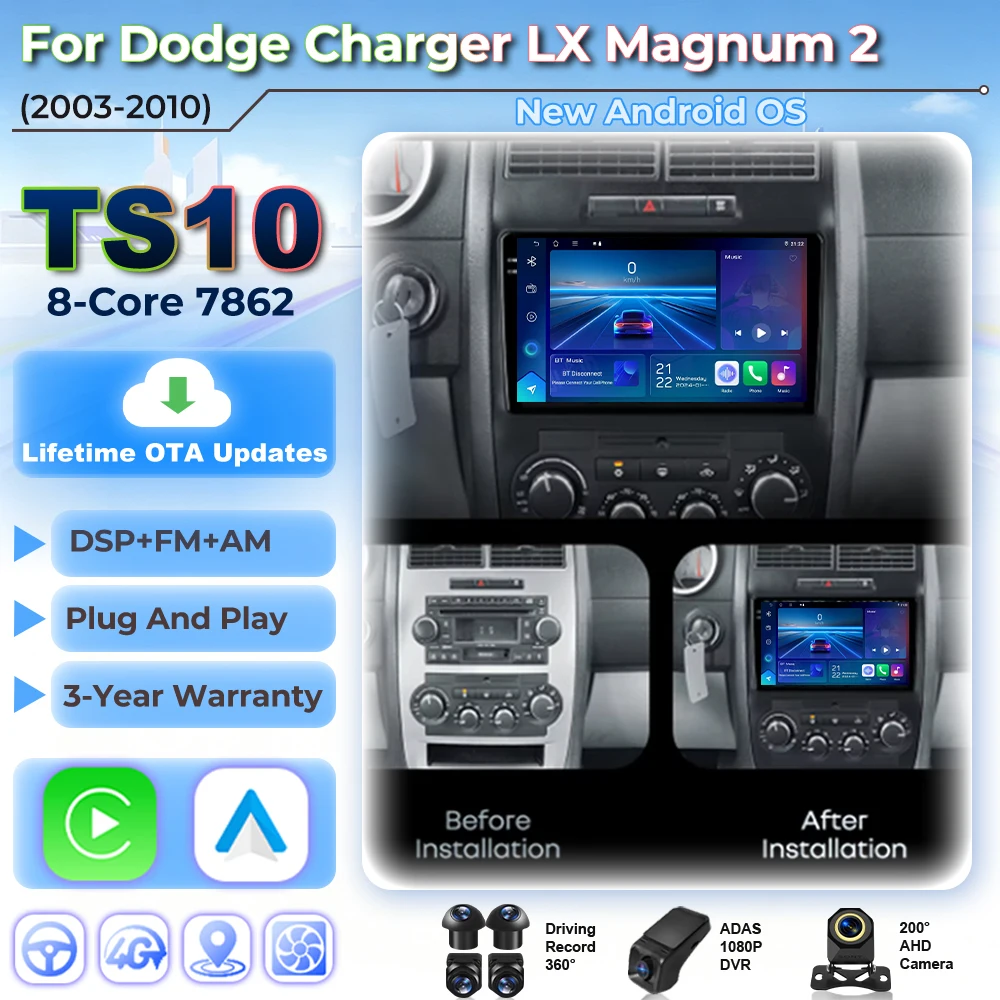 Autoradio Car Radio Carplay For Dodge Charger LX Magnum 2 2003 - 2010 Video Multimedia Player Plug And Play Touch Screen 5G Wifi