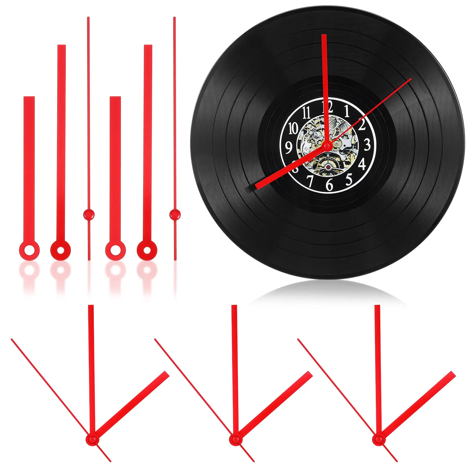10 Sets Mechanical Clock Kit Wall Accessories Modern Hands Red Clock-hands Pointer Replacement