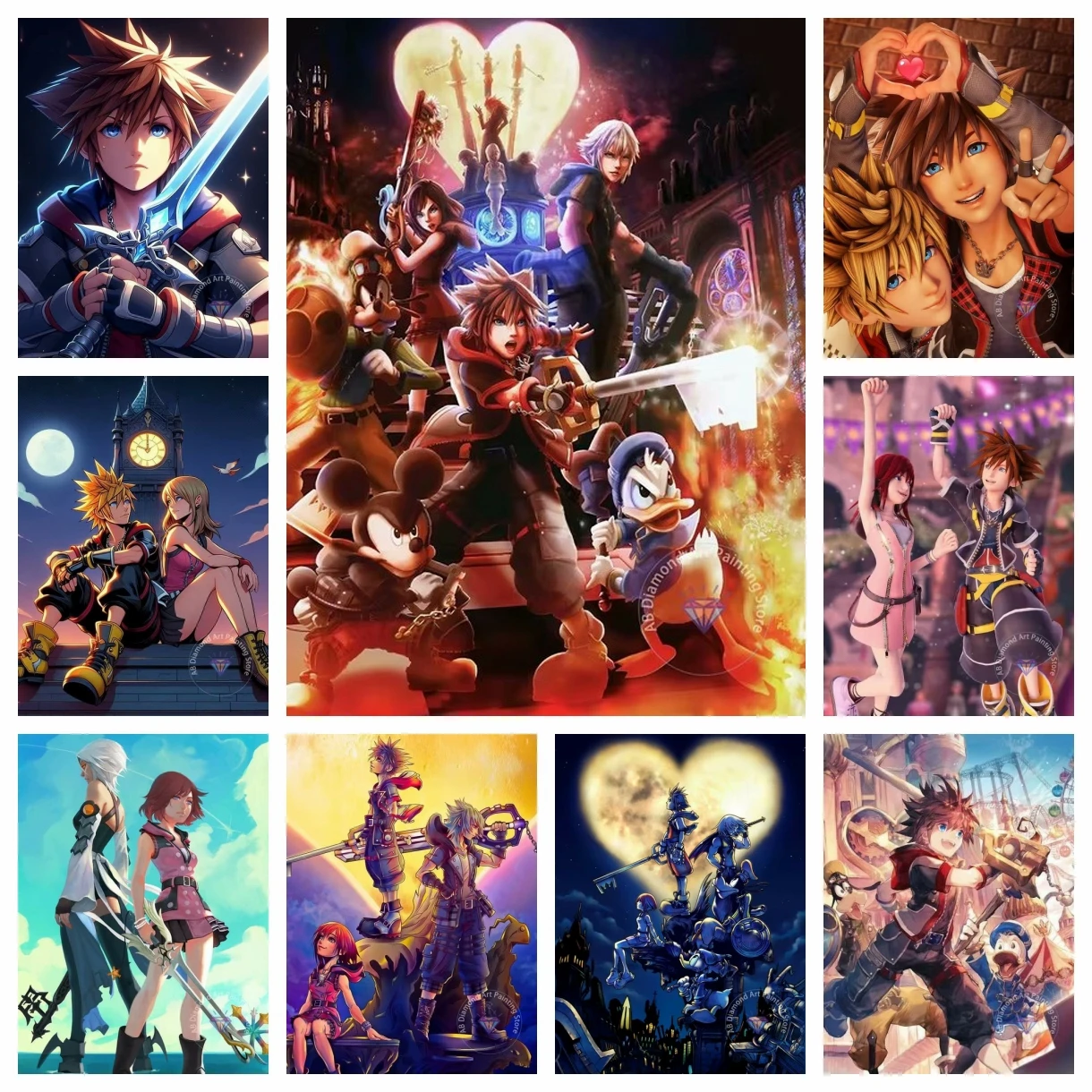 Kingdom Hearts Game Diamond Painting Kit 5D DIY Diamond Embroidery Cross Stitch Handmade Art Gift Crafts Home Decor