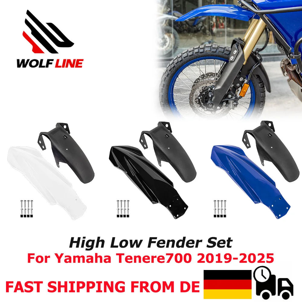 WOLFLINE per Tenere 700 Set Parafanghi Alti e Bassi per Yamaha Tenere700 Parafango Anteriore Protezione Ruota Paraspruzzi 2019-2025