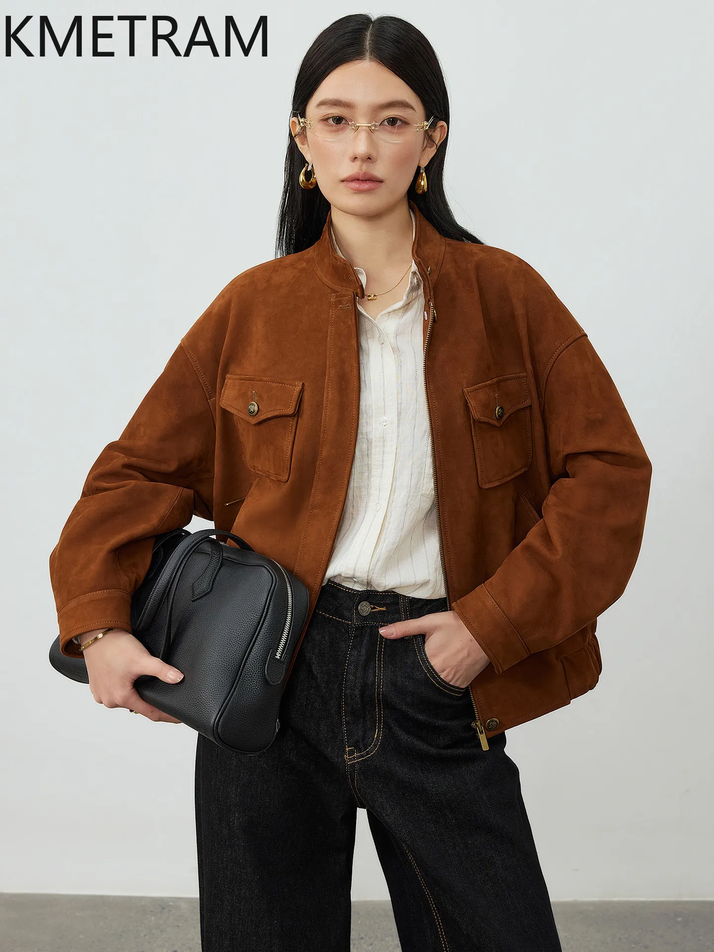 KMETRAM Real Top-Grain Cowhide Leather Jacket Woman Stylish Short Suede Coat Genuine Leather Jackets Fall Women Clothing 2026 코트