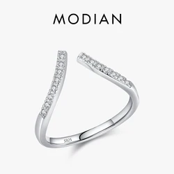 Modian 925 Sterling Silver Simple Open Size Index Finger Ring For Women Classic Sparkling Wedding Engagement Luxury Fine Jewelry