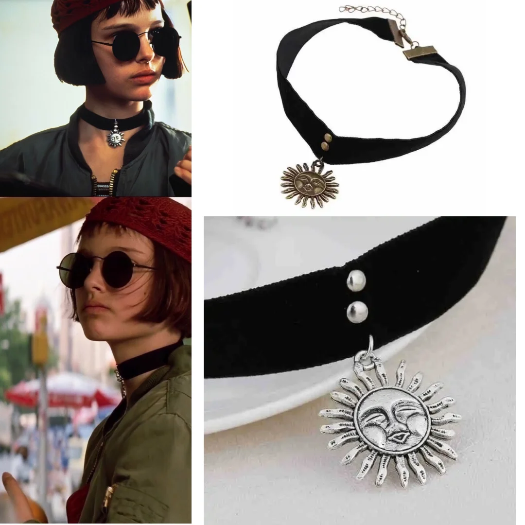 Retro Sun Pendant Neckchain Movies Leon Lolita Mathilda Necklace Female Collar Women's Wear Accessories Cosplay Choker Props