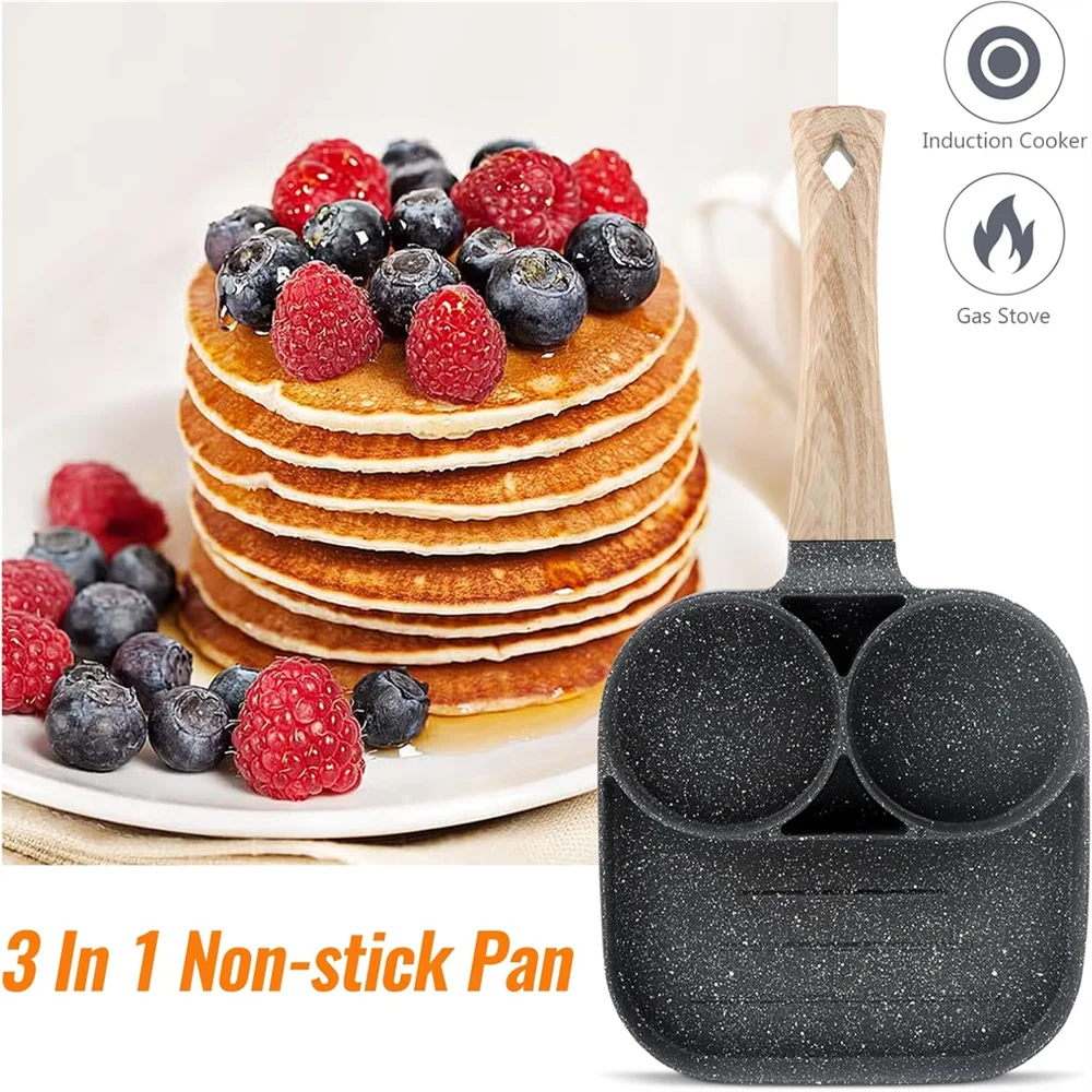 مقلاة بيض الإفطار 3 في 1، مقلاة شواء غير لاصقة مع مقسم، مقلاة عجة 3 أقسام الكل في واحد مقسمة مقسمة Su #6