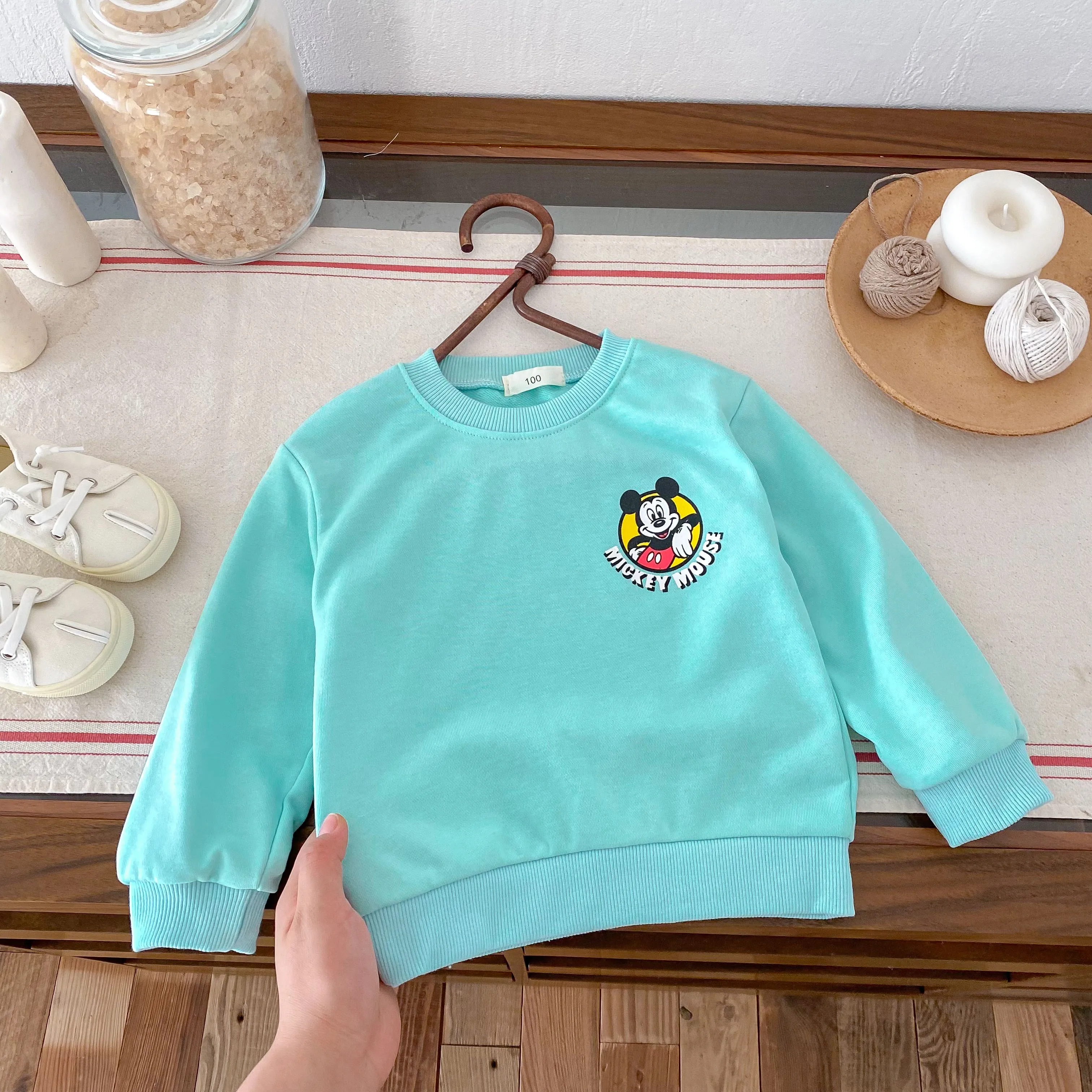 Cartoon Minnie Cute Baby Girls Sweatshirt Autumn Clothing Loose Casual Round Collar Pullover Tops Disney Children Hoodie 6m-6y