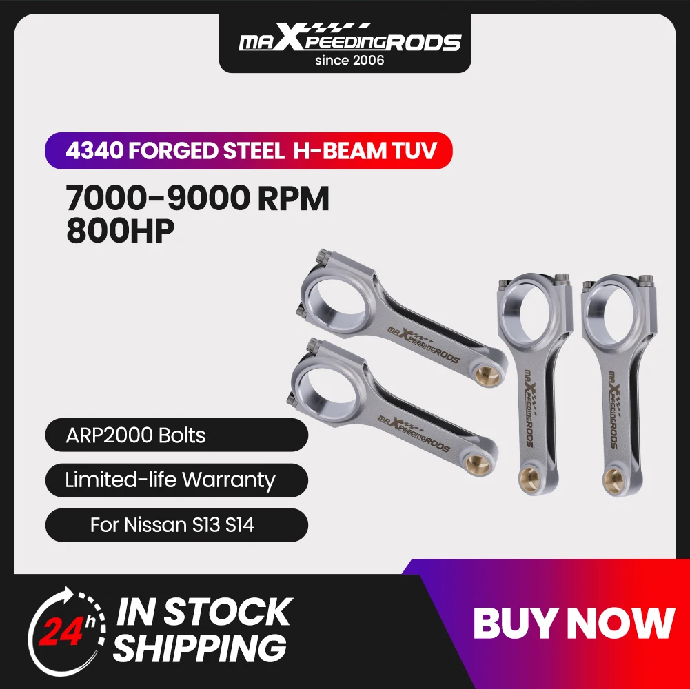 Con Rod Rods for Nissan SR20 SR20DET S13 S14 Silver 180SX 200SX Pulsar 800HP Conrods H-Beam  for Nissan 91-02 2.0 SR20DE SR20DET