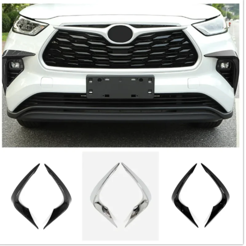 

For Toyota Highlander Kluger 2021 -2024 Car Front Fog Lights Lamp Eyebrow Trim Cover Spoiler Wind Knife Blade Accessories