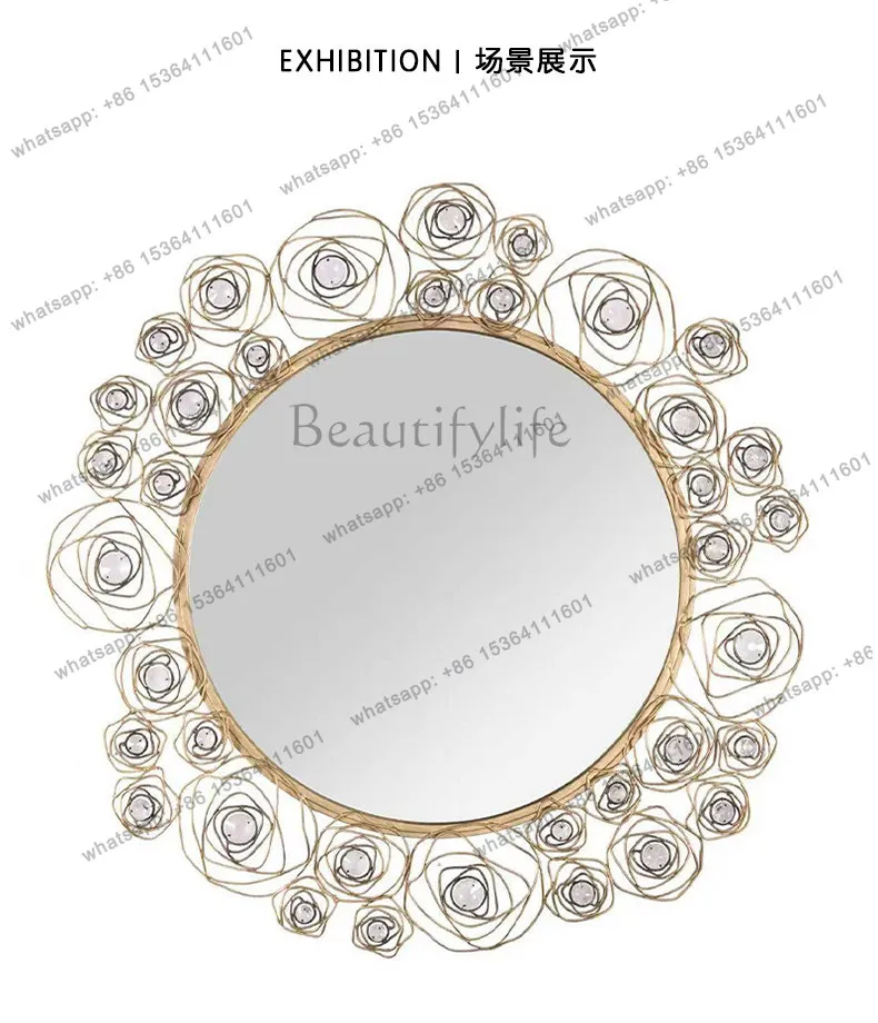 

Decorative custom oval wall bedroom vanity mirror light luxury wall hanging vanity mirror