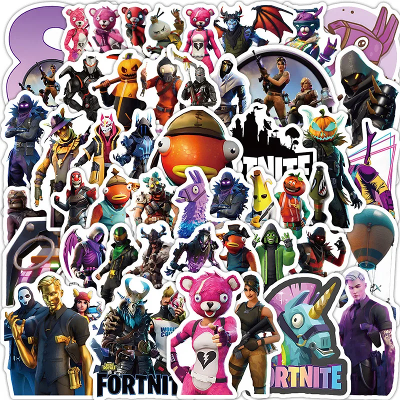 

54PCS Fortnite Game DIY Cartoon Stickers Phone Trunk Refrigerator Waterproof Anime Stickers Anime Figure Image Toys Sticker Gift