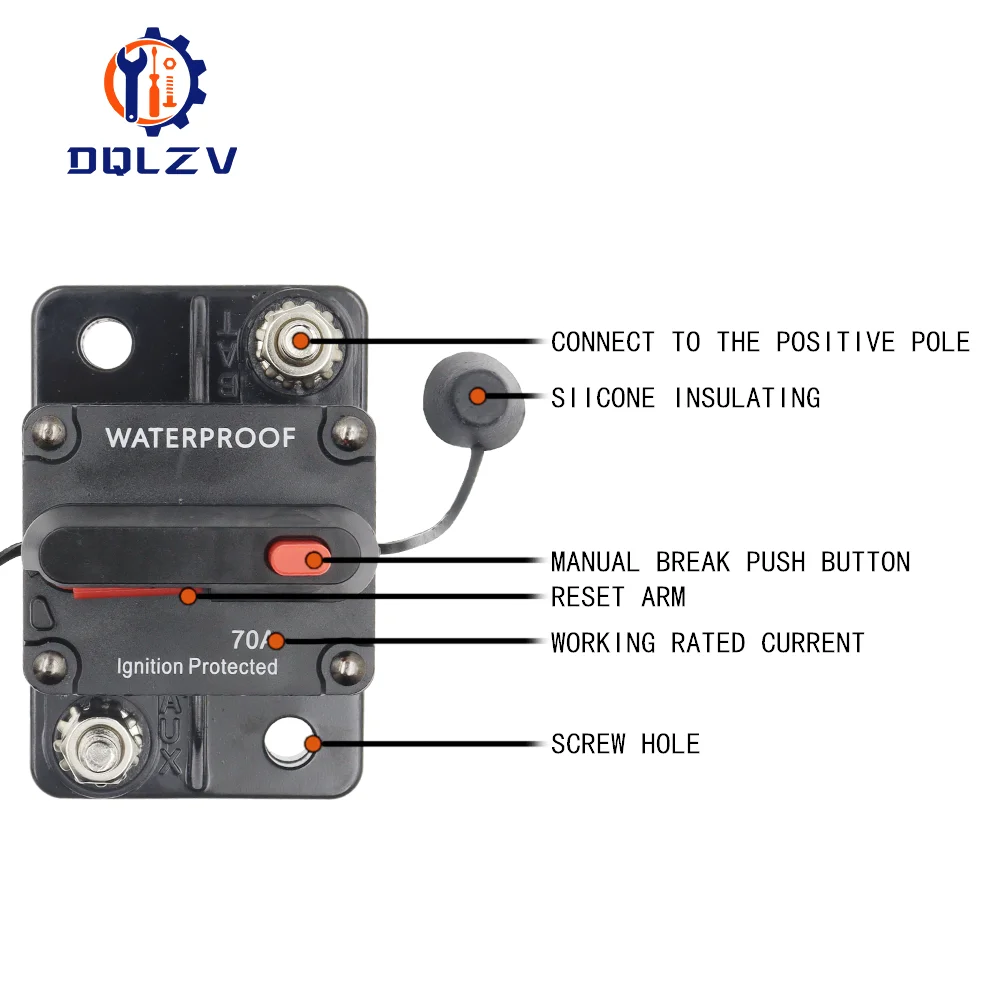 30A-300A Fuse 12V Circuit Breaker 12V Trolling with Manual Reset Fuse Car Boat Manual Power Protect for Audio System Car 48VDC