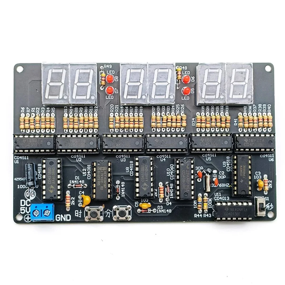 DC 4.5V-5.5V 6-Bit Digital Circuit Clock Kit, Electronic Clock Teaching and Practical Training, Welding and DIY Parts