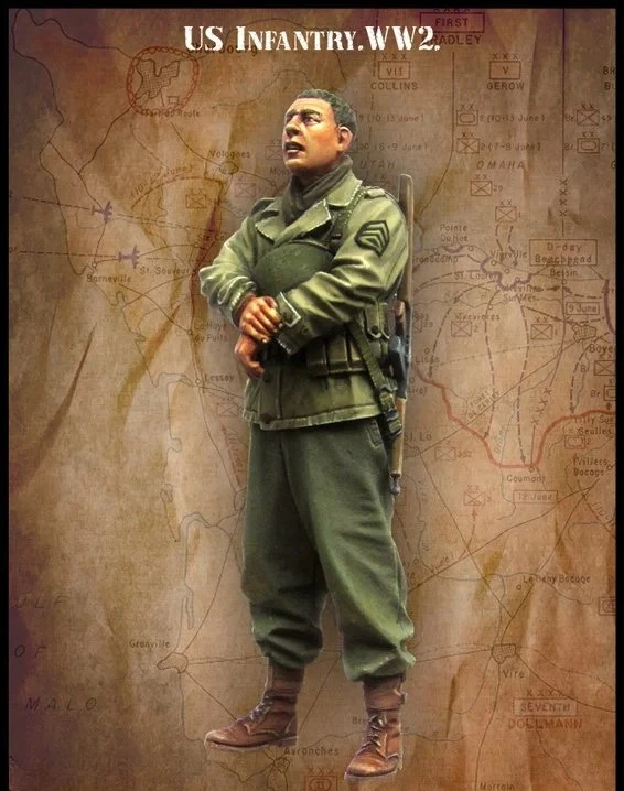 

1/35 Scale US Army Infantry WW2 Resin Figure Model Kits Historical Military Miniatures 1 Figures Unassambled Unpainted 386