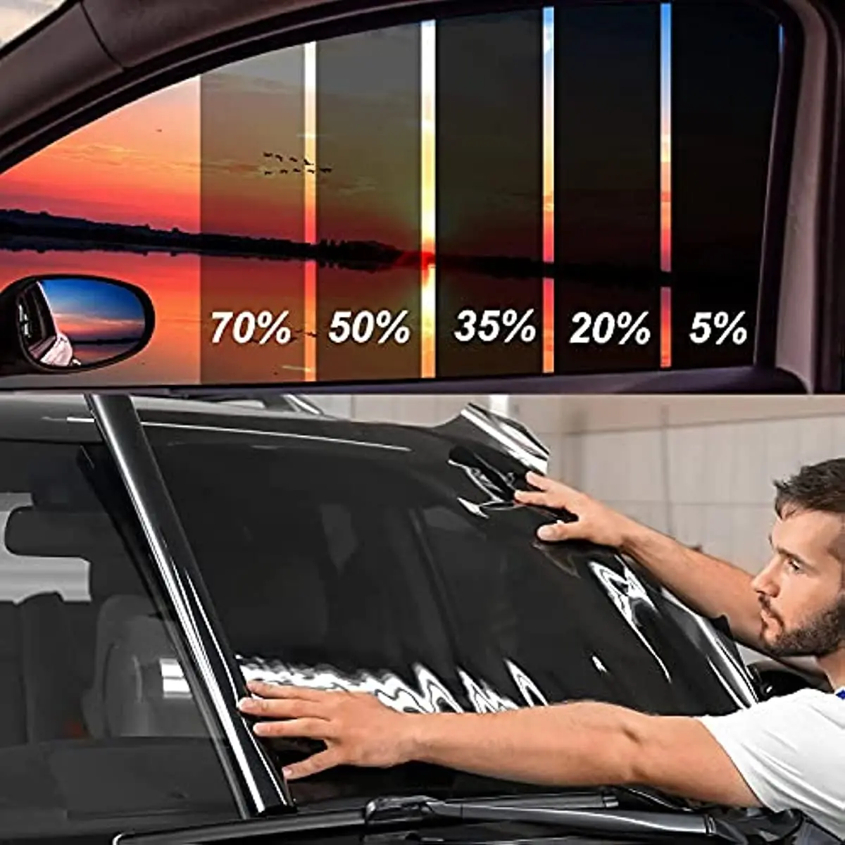 Window Tint Film for Cars,Window Privacy Film, Heat & UV Block and Scratch Resistant,Blackout Auto Car Windshield Sun Shade Film