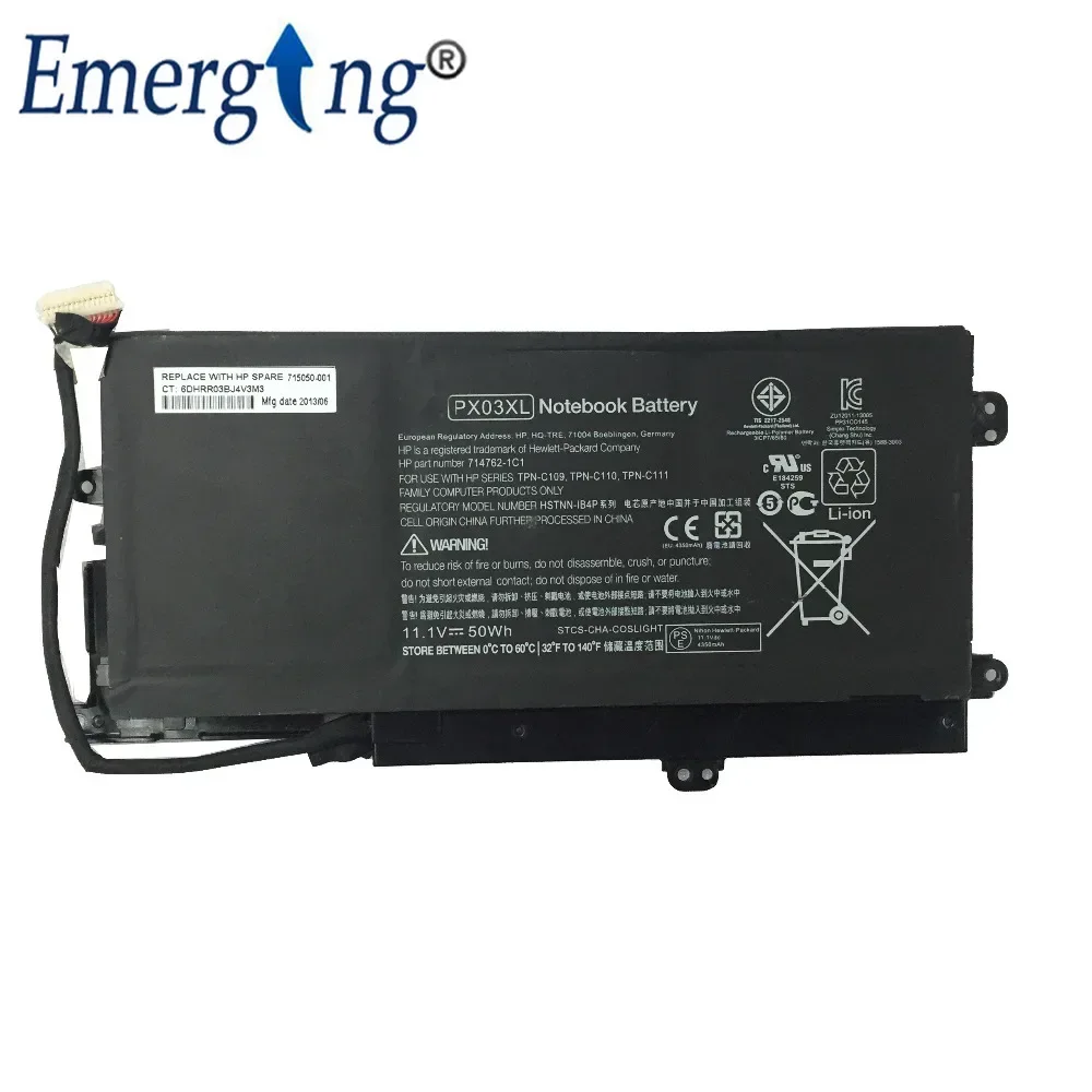 Batería emergente para HP TPN C109/C110/C111 PX03XL HSTNN-LB4P 11.1V 50WH
