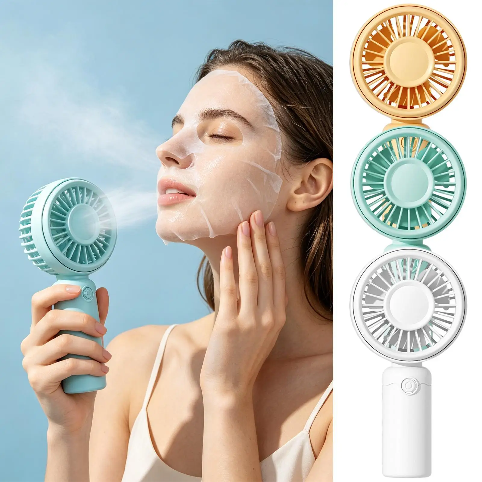 3 Speed Adjustable Quiet USB Rechargeable Personal Hand Held Fan Portable Fan For Indoor Outdoor Home Office School Travel