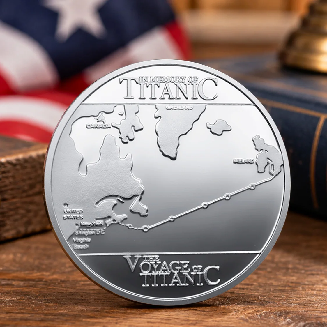 The Voyage of Titanic Silvery Plated Souvenir Coin United Kindom Titanic Collection Coin Art Commemorative Gift