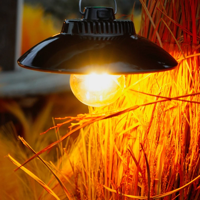 Camping, USB Rechargeable LED Retro Hanging Light with 2 Brightness Levels, Waterproof Portable Lamp Outdoor H